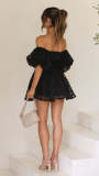 Black Sexy High-waisted One-shoulder Short Dress