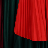 Red Sexy Pleated Sloping Shoulder Strappy Dress