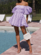 Light Purple Sexy High-waisted One-shoulder Short Dress