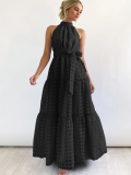 Black Sexy Sleeveless Waist Swing Dress