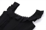 Sexy French Square Neck Herringbone Corset Dress
