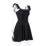 Sexy French Square Neck Herringbone Corset Dress