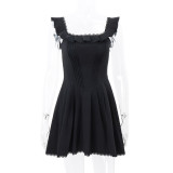 Sexy French Square Neck Herringbone Corset Dress