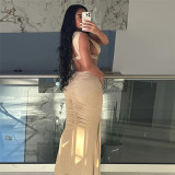 Sexy Hollow Ripped Lace-up High Waist Dress