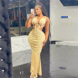 Sexy Hollow Ripped Lace-up High Waist Dress