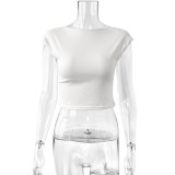 White Sexy Round Neck Halter Top
