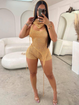 Sexy Body Shaping Hollow Sequin Three-piece Set