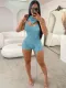 Light Blue Sexy Body Shaping Hollow Sequin Three-piece Set
