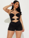 Sexy Hollow Metal Tube Stitching Contrasting Color Bow Jumpsuit