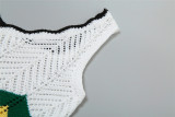 Sexy Contrast Low-cut Sleeveless Knitted Dress