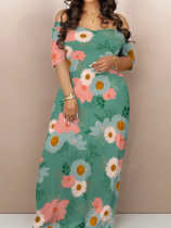 Green Casual Printed Oversized Dress