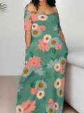 Green Casual Printed Oversized Dress