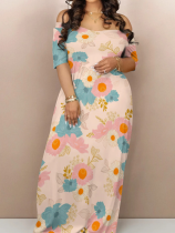 Pink Casual Printed Oversized Dress