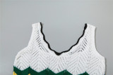 Sexy Contrast Low-cut Sleeveless Knitted Dress