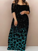 Fashion Printed Casual Temperament One Neck Dresses