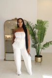 White Sexy Tube Top Trousers Two Piece Set