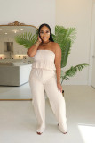 Apricot Sexy Tube Top Trousers Two Piece Set