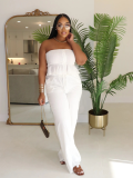 White Sexy Tube Top Trousers Two Piece Set