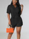 Black Casual Pleated Loose Two-piece Set