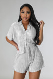 White Casual Pleated Loose Two-piece Set
