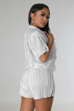 White Casual Pleated Loose Two-piece Set