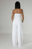 White Sexy Tube Top Trousers Two Piece Set