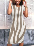 Casual Printed Round Neck Short Sleeve Dress