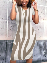 Casual Printed Round Neck Short Sleeve Dress