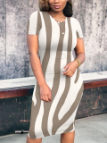 Casual Printed Round Neck Short Sleeve Dress