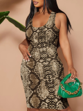Fashion Suspender Printed Hip Dress