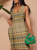 Fashion Suspender Printed Hip Dress