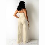 Fashionable Camisole Drawstring Wide Leg Suit