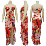 Summer Multiple Ways To Wear Lotus Leaf Hem Slit Skirt Two-Piece Set