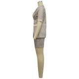 Pink Lapel Stitching Short-Sleeved Shorts Tight Two-Piece Suit