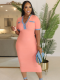 Patchwork Pocket Solid Color Women's Fashion Dress