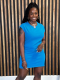 Blue Comfortable Casual Large Size Slim Hip Dress