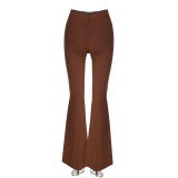 Brown High Waist Hip Lift Fashion Sports Yoga Flared Trousers