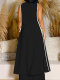Black Sexy Camellia Bow Sleeveless Wide-Leg Pants Two-Piece Suit