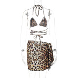 Summer Lace-Up Chest-Wrapped Printed Holiday Miniskirt Sexy Two-Piece Suit