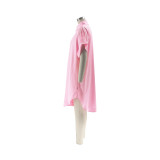 Pink Lapel Solid Shirt Cardigan Single Breasted Dress