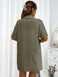 Army Green Fashionable Casual Loose Shirt Suit