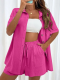 Rose Red Fashionable Casual Loose Shirt Suit