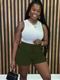 Army Green Summer Fitness Outdoor Solid Color Casual Sports Shorts