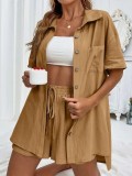 Light Brown Fashionable Casual Loose Shirt Suit