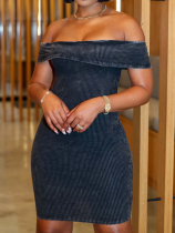 Black Sexy Tube Top Tight Knit Hip Dress