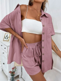 Pink Fashionable Casual Loose Shirt Suit