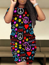 O-Neck Printed Stylish Casual Two-Piece Suit