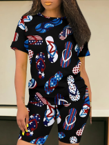 O-Neck Printed Stylish Casual Two-Piece Suit