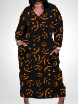 Fashion V-Neck Printed Women's Plus Size Dress