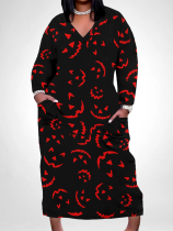 Fashion V-Neck Printed Women's Plus Size Dress
